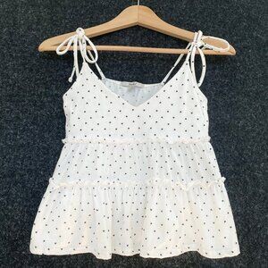 Papaya Womens Babydoll Tiered Camisole Size S Tie Straps Cropped